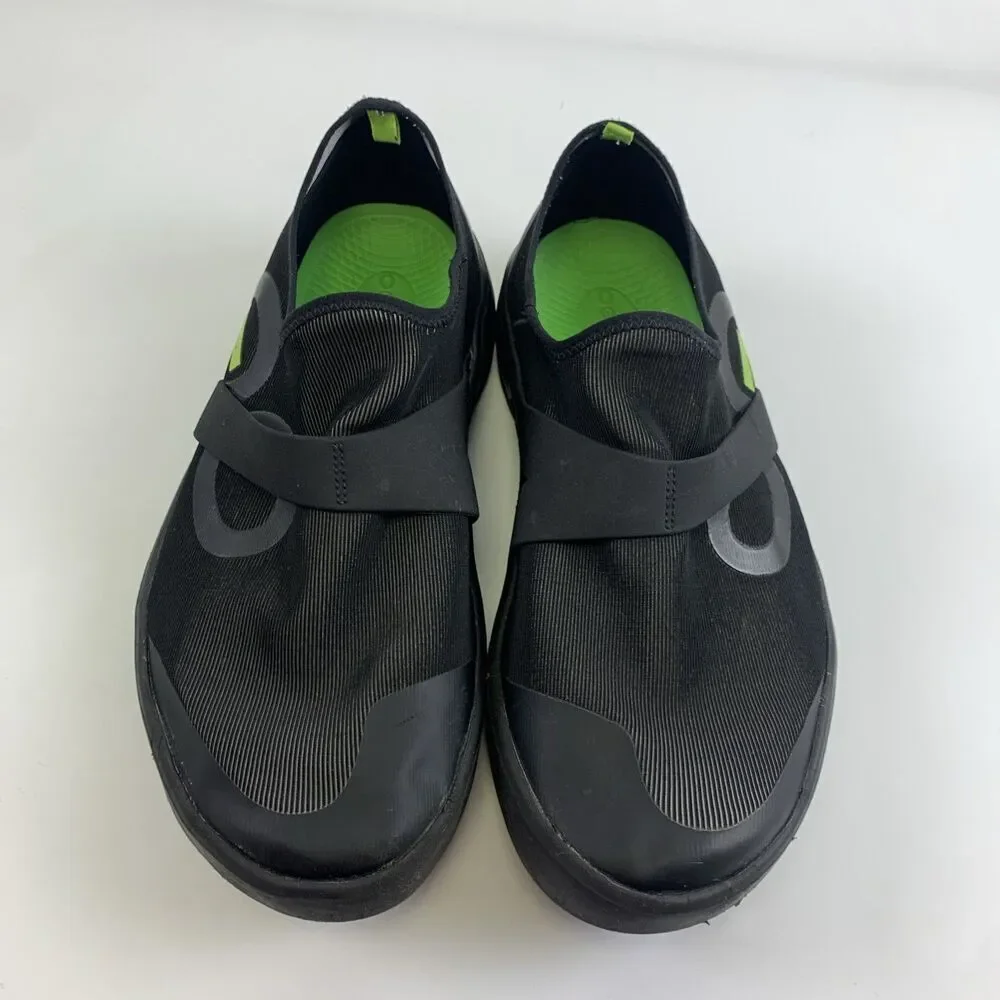 OOFOS OOmg Fibre Low Black Slip On Fabric Stretch Comfort Sneaker Active Mens 10